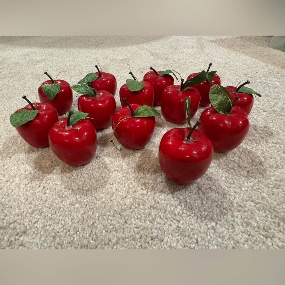 Set of Decorative Red Apple ornaments 1980s Christmas